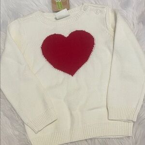 Crazy 8 Cream Sweater with Red Heart